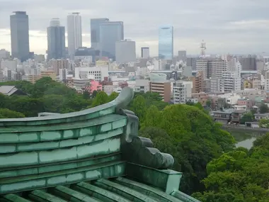 View of Nagoya city from the roof of Nagoya Castle. 
