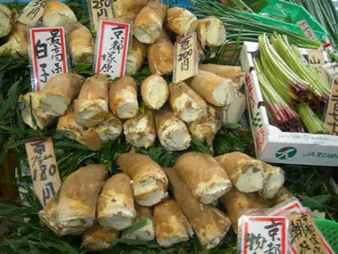 Pousses de bambou au marché de Nishiki