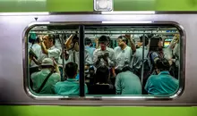 Train in Japan with people inside