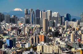 Mount Fuji behind Tokyo