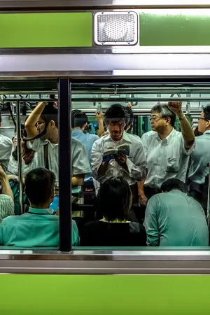 Train in Japan with people inside