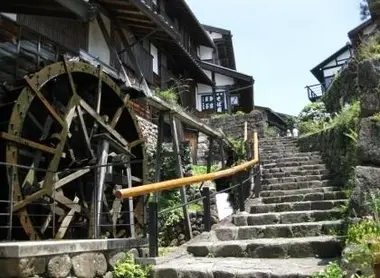The downtown Magome, paved and steep.