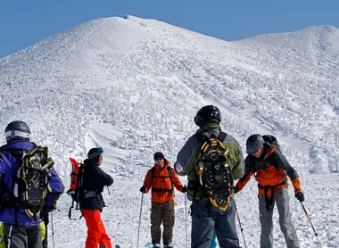 Skiers on Mount Hakkoda