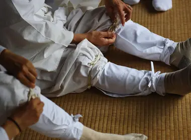 Preparation for the hike in the sacred mountains of Dewa Sanzan