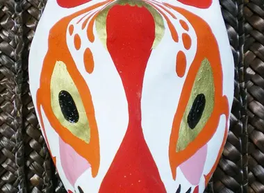 Masque de Kitsune (renard) en papier maché de Miyajima