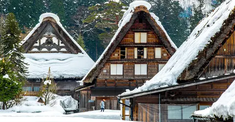 Shirakawago village in the snow